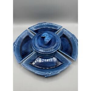 Wade of California Blue Leaf Twig Serving Set 504 USA for Lazy Susan Appetizer